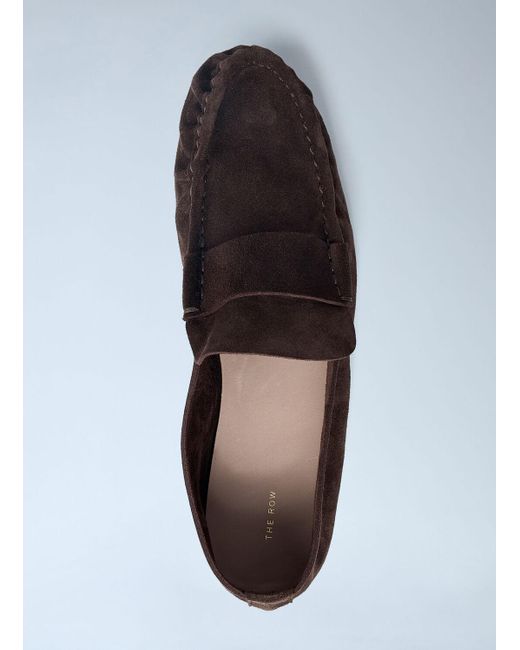 The Row White Suede Soft Loafers