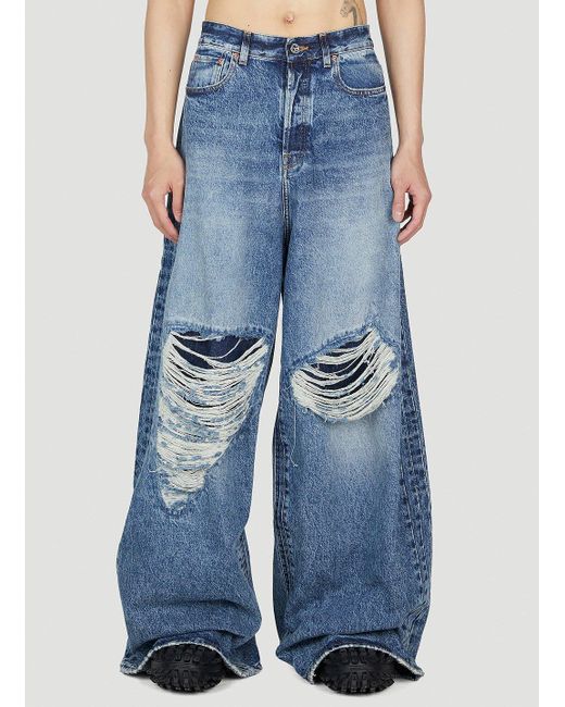 Vetements Blue Distressed Baggy Jeans for men