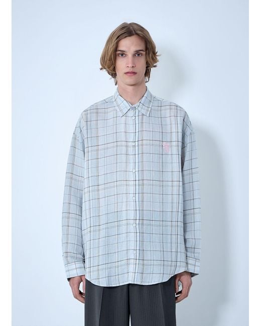 Acne Blue Plaid Button-Up Shirt for men