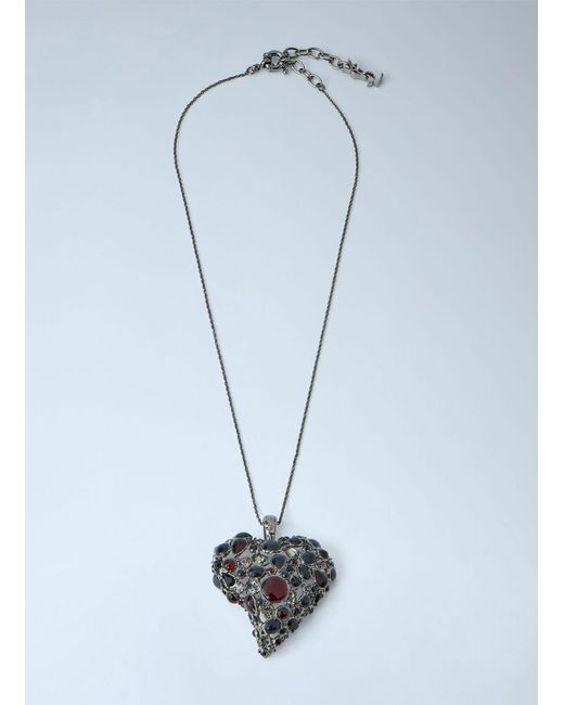 Saint Laurent Blue Favorite Heart Necklace Xs
