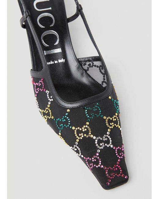 Gucci White Gg Embellished Kitten Heels