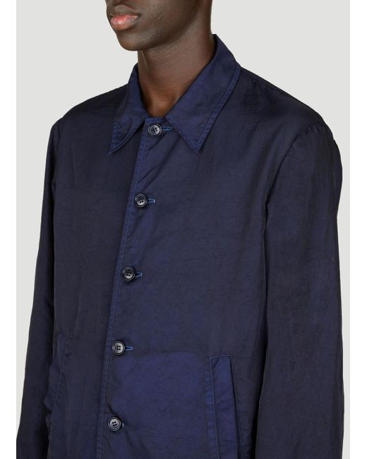 Dries Van Noten Blue Spread Collar Shacket for men