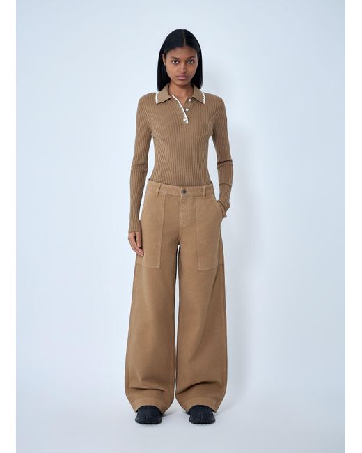 Moncler Natural Wide-Leg Cargo Pants