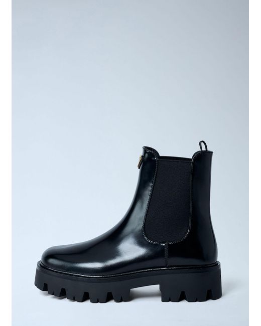 Prada Blue Logo Plaque Ankle Boots