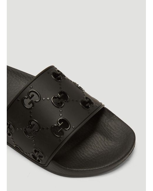 Gucci GG Cut-out Rubber Slides In Black for Men - Lyst