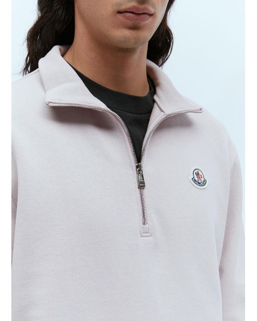 Moncler Gray Logo Patch Half-zip Sweatshirt for men