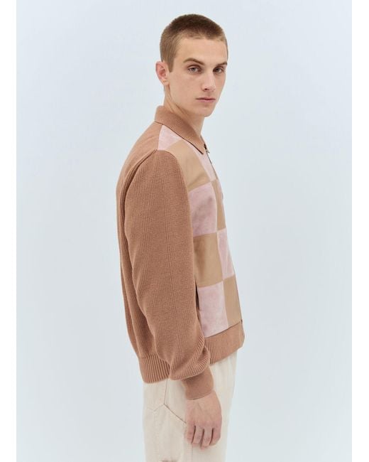 AWAKE NY Natural Checkerboard Zip-Front Jacket for men