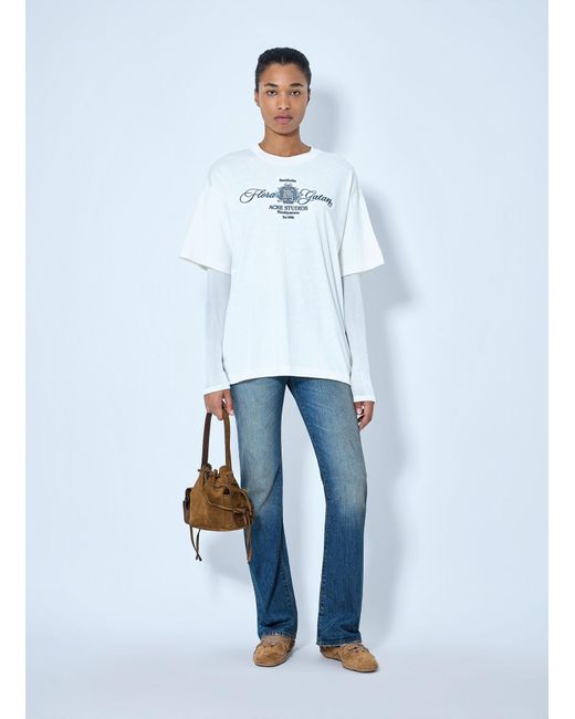 Acne White Embroidered T-Shirt