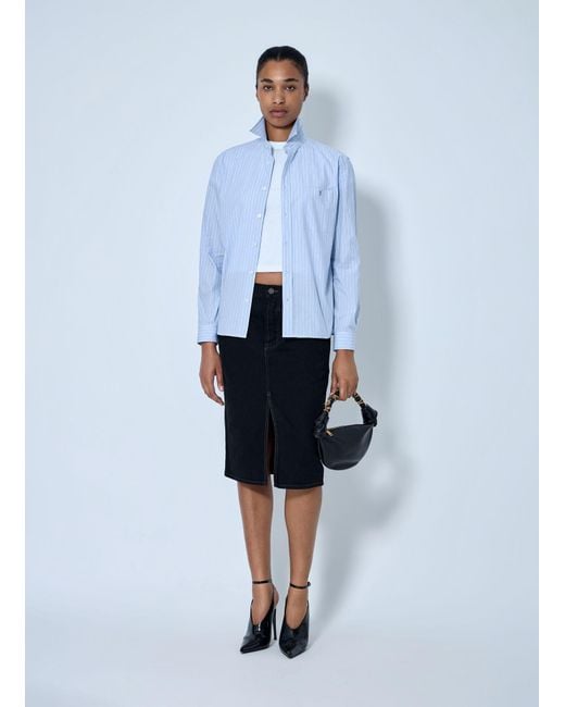 Saint Laurent Blue Striped Cotton Poplin Shirt