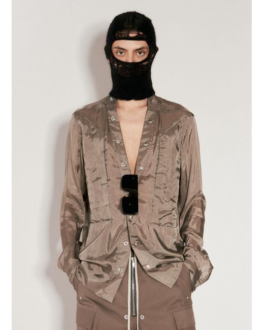 Rick Owens Brown Knitted Hood for men