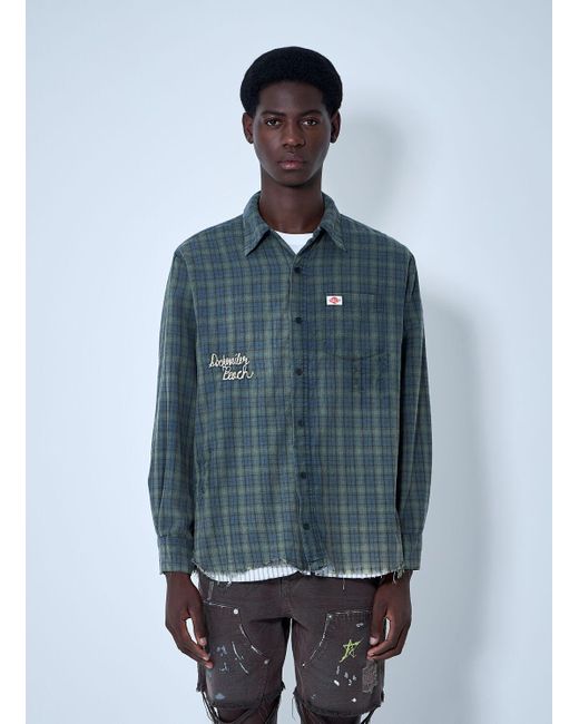 PALY Blue Distressed Flannel Shirt for men