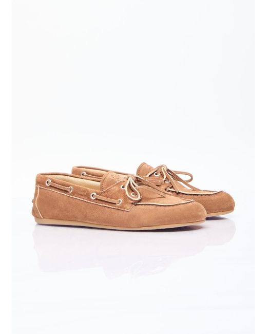 Miu Miu White Faded Suede Loafers