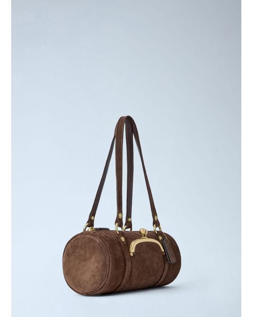 COACH Brown Kisslock Barrel Bag 28