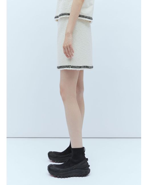 Moncler White Tweed Mini Skirt