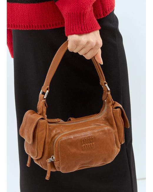 Miu Miu Black Pocket Nappa Leather Shoulder Bag