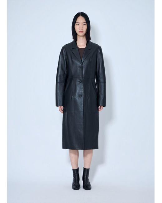 Totême Blue Slim Leather Coat