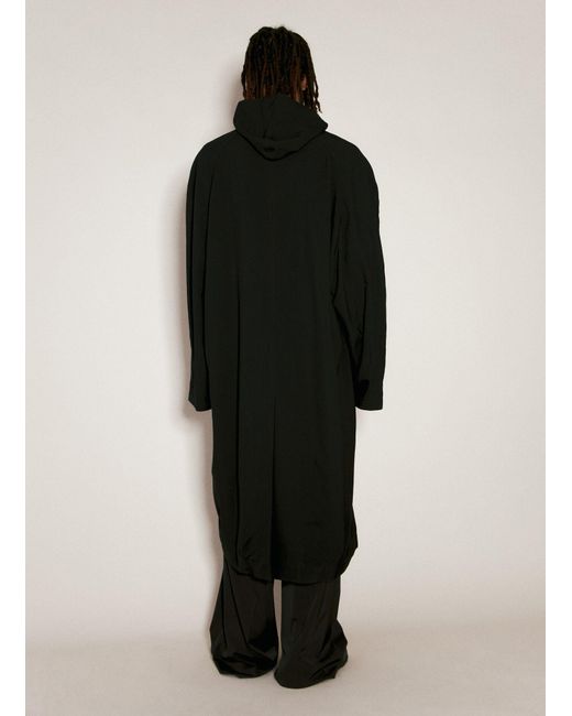 Balenciaga Black Raglan Hooded Coat for men