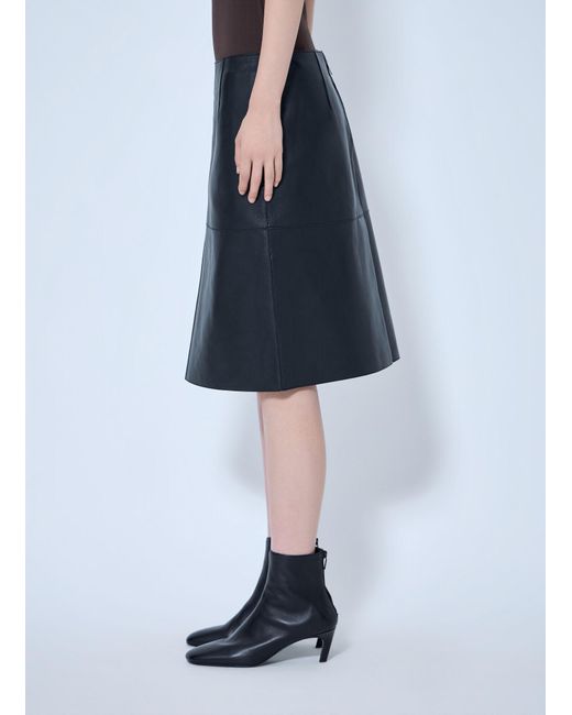 Totême Blue Paneled Leather Skirt