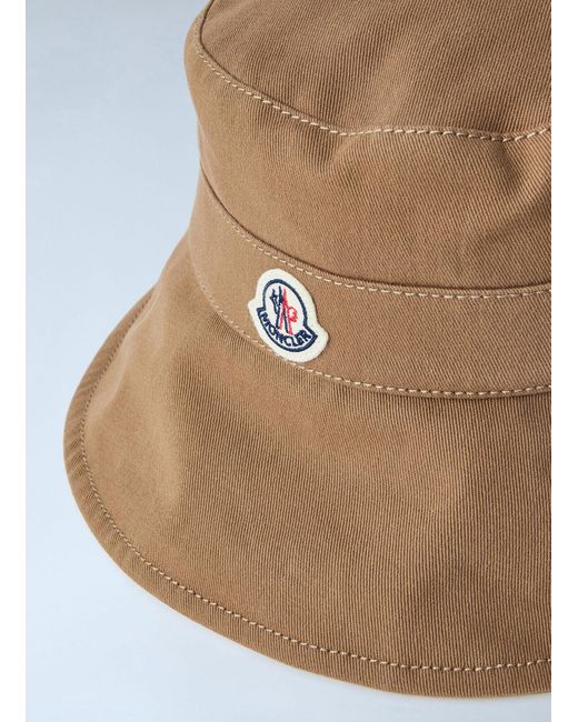 Moncler White Logo Patch Bucket Hat