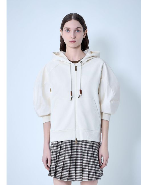 Moncler White Hooded Zip-Up Sweatshirt