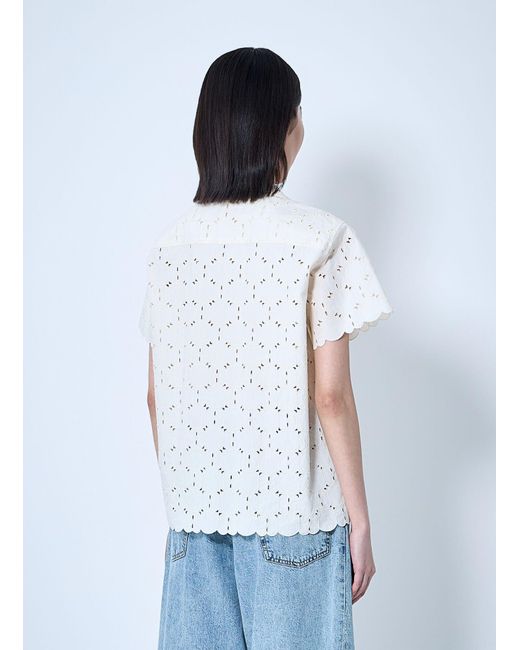 Moncler White Lace Button-Down Shirt