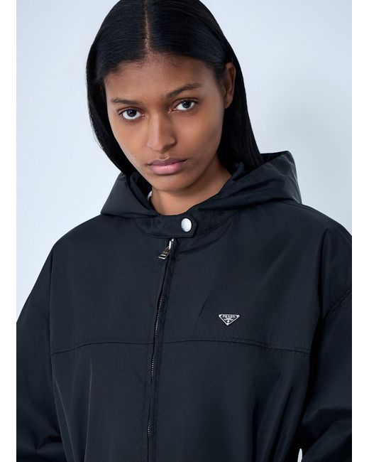 Prada Blue Re-Nylon Hooded Belted Anorak Jacket