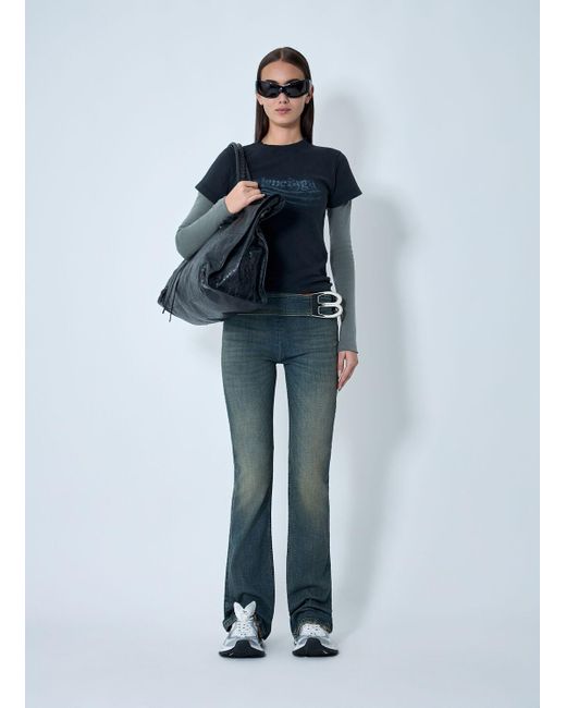 Balenciaga Blue Buckle Bootcut Pants