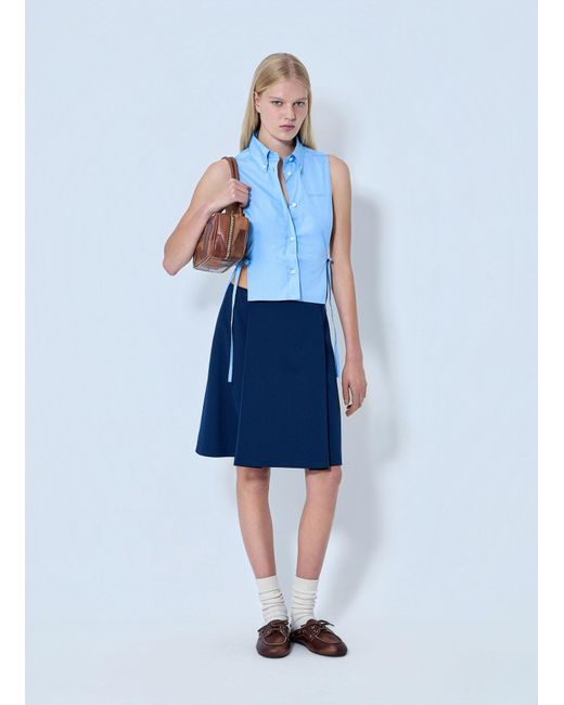 Miu Miu Blue Poplin Sleeveless Shirt