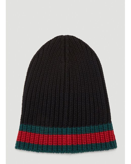 gucci web trim beanie hat
