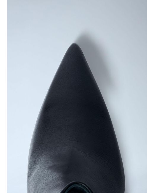 Rick Owens Blue Leather Wedge Ankle Boots