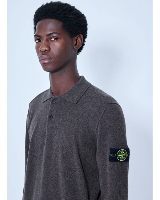 Stone Island Blue Long Sleeve Polo for men