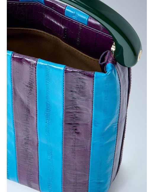 Dries Van Noten Blue Striped Handle Handbag