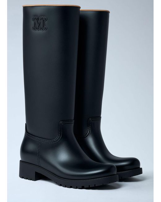 Max Mara Blue Rubber Rain Boots