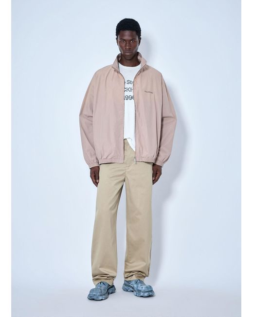 Acne White Cotton Satin Tailored Trousers for men