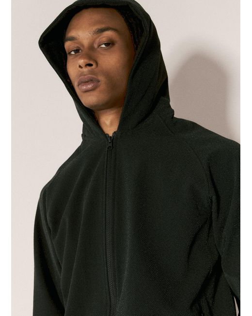 GR10K Black Textured Hooded Sweatshirt for men