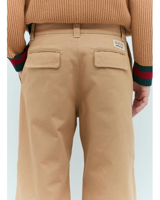 Gucci Natural Gg Knee-panel Pants for men