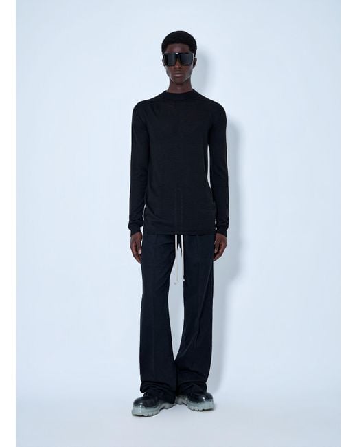 Rick Owens Blue Fine Knit Crewneck Sweater for men