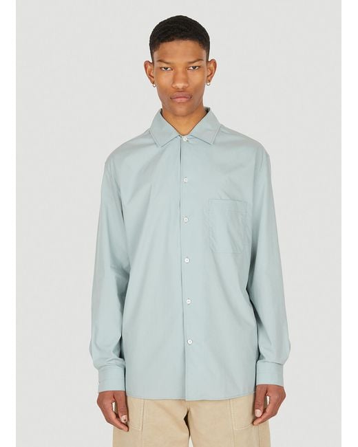 Lemaire Cotton Convertible Collar Shirt in Light Blue (Blue) for Men | Lyst