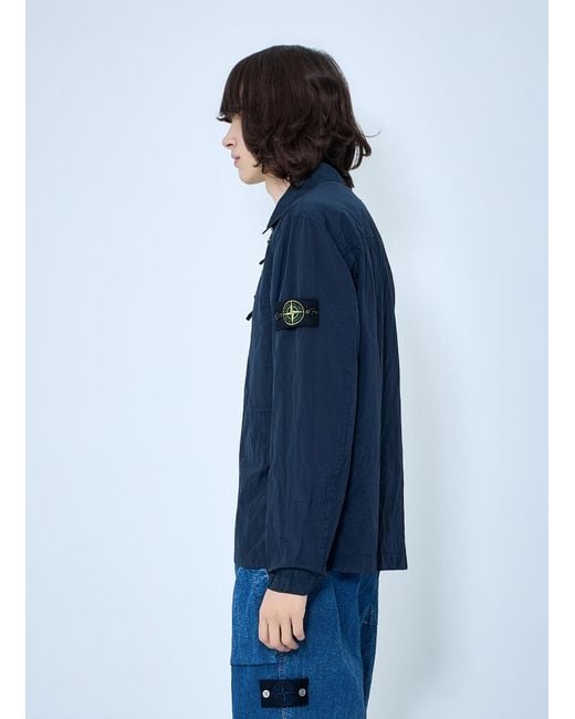 Stone Island Blue Zip-Front Jacket for men