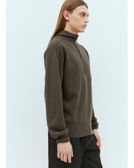Burberry Green Half-zip Wool Hooded Sweatshirt for men