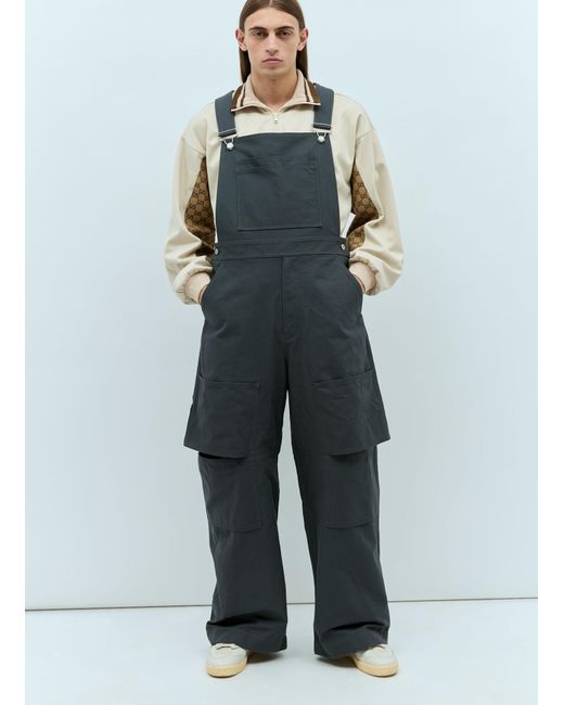 Gucci Blue Logo Patch Dungarees for men