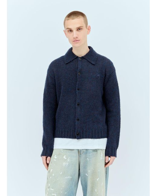 Acne Blue Polo Wool Cardigan for men