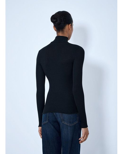 Prada Blue Ribbed Turtleneck Top
