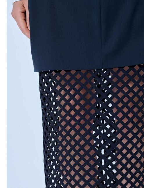 Max Mara Blue Overlay Panel Skirt