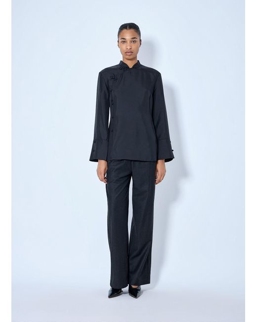 Rohe Blue Pankou Closure Silk Top