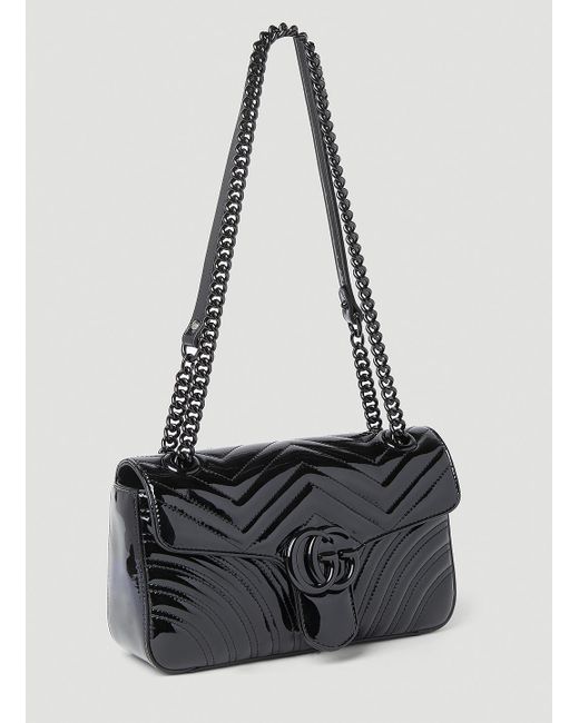 Black GG Marmont patent-leather shoulder bag