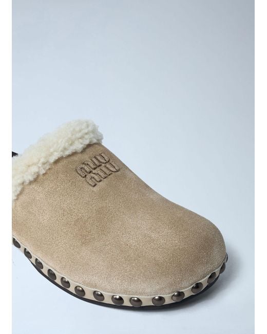 Miu Miu White Suede Clogs