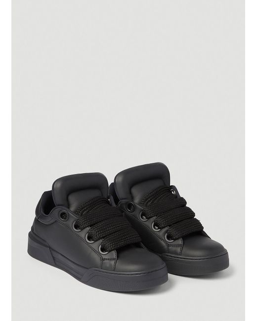 Dolce & Gabbana Black Nappa Leather Mega Skate Sneakers for men