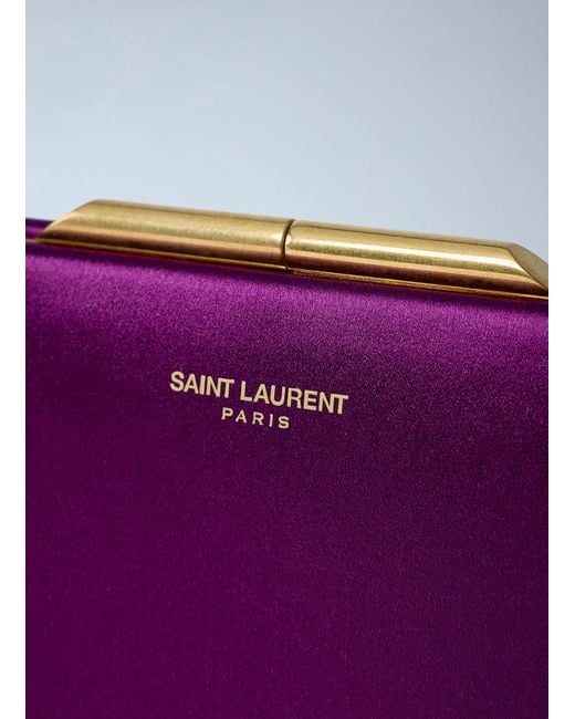 Saint Laurent Purple Letter Clutch Bag With Lizard Chain