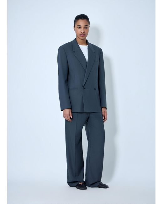 Lemaire Blue Double-Breasted Wool Suit Blazer